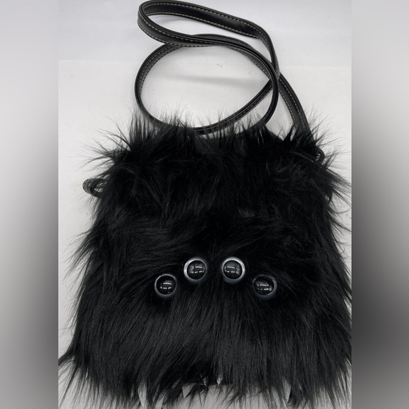 Heebie Jeebies Handbags - Furcore Plush Purse Black Faux‎ Fur Creature Eyes Grunge Kawaii Horror Monster